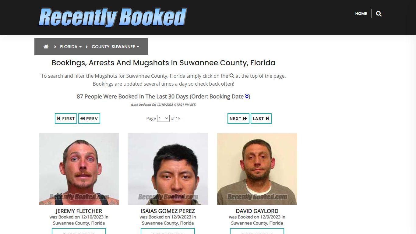 Bookings, Arrests and Mugshots in Suwannee County, Florida
